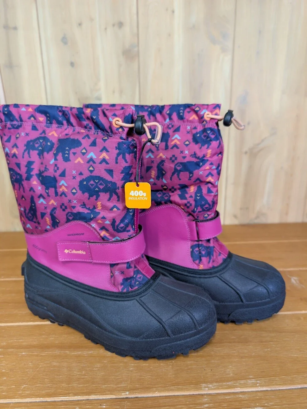 Columbia Powder Bug Winter Snow Boots Pink Kids Size 7
